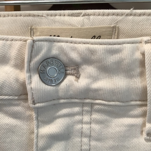 Madewell 90s Curvy Straight Leg Crop Cream White Jeans Raw Hem Size 30 - Picture 11 of 15